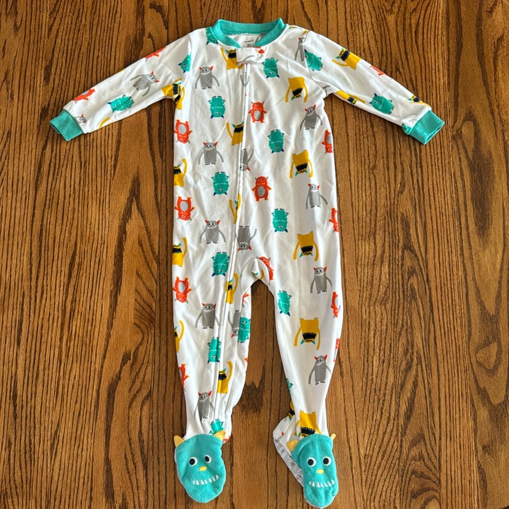 Carters 2T one piece monster Pajamas